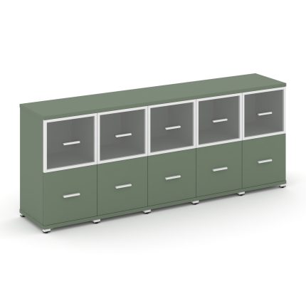 Concept Шкаф 5 узких секций, 2 ниши CN.STU-252 RPW W Кобо/Металл Белый/Прозрачный 2084*420*818