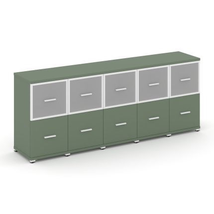 Concept Шкаф 5 узких секций, 2 ниши CN.STU-252 RMW W Кобо/Металл Белый/Сатин 2084*420*818