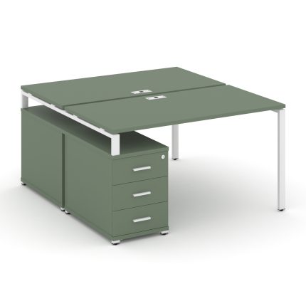 Concept Рабочая станция 2 места с двухсторонней опорной тумбой CN.DRS-302 W Кобо/Металл Белый 1180/1