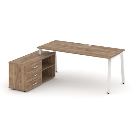 Style Project Direct Стол письменный с греденцией левой SN-6A.SRG-026.M(L) Дуб Табак/Металл Белый/За