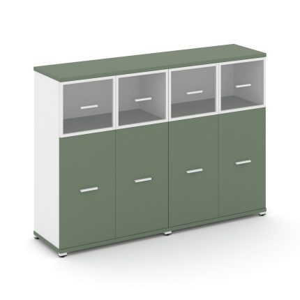 Concept Шкаф 2 широкие секции, 3 ниши CN.STS-324 RPW W Кобо/Белый Бриллиант/Металл Белый/Прозрачный