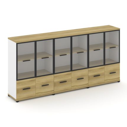 Concept Шкаф 3 широкие секции, 3 ниши CN.STS-332 RPB B Дуб Винченцо/Белый Бриллиант/Металл Черный/Пр