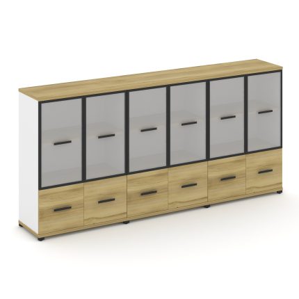 Concept Шкаф 3 широкие секции, 3 ниши CN.STS-332 RMB B Дуб Винченцо/Белый Бриллиант/Металл Черный/Са