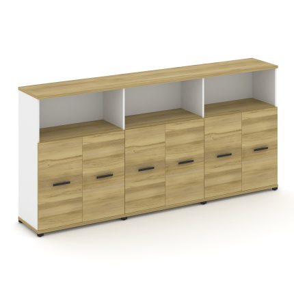 Concept Шкаф 3 широкие секции, 3 ниши CN.STS-333 B Дуб Винченцо/Белый Бриллиант/Металл Черный 2500*4