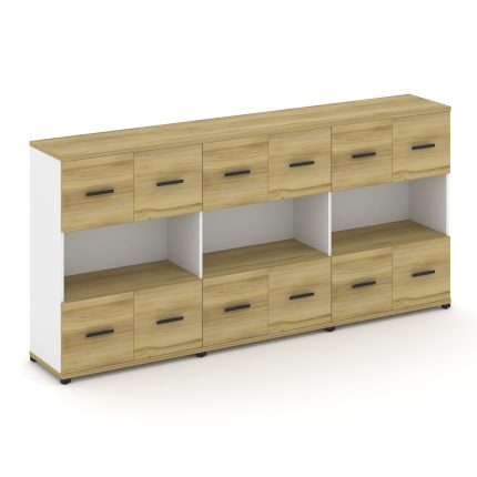 Concept Шкаф 3 широкие секции, 3 ниши CN.STS-335 B Дуб Винченцо/Белый Бриллиант/Металл Черный 2500*4