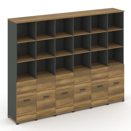 Concept Шкаф 6 узких секций, 5 ниш CN.STU-561 A Сандал Янтарный/Антрацит/Металл Антрацит 2500*420*19