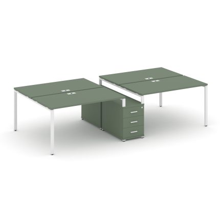 Concept Рабочая станция 4 места с двухсторонней опорной тумбой CN.DRS-312 W Кобо/Металл Белый 3072*1