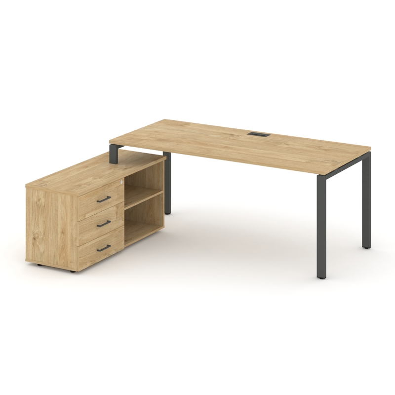 Style Project Direct Стол письменный с греденцией левой SN-6P.SRG-016.M(L) Тиквуд Светлый/Металл Ант