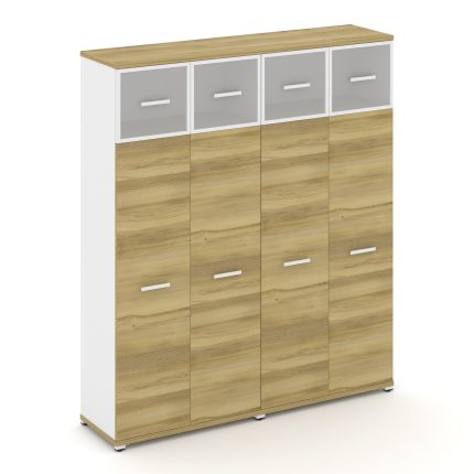 Concept Шкаф 2 широкие секции, 5 ниш CN.STS-527 RMW W Дуб Винченцо/Белый Бриллиант/Металл Белый/Сати