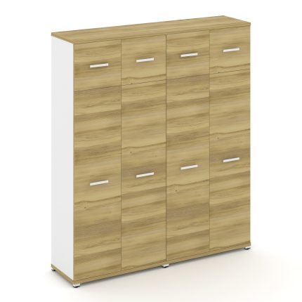 Concept Шкаф 2 широкие секции, 5 ниш CN.STS-527 W Дуб Винченцо/Белый Бриллиант/Металл Белый 1668*420