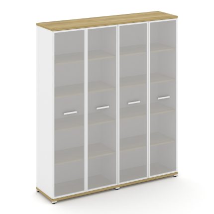 Concept Шкаф 2 широкие секции, 5 ниш CN.STS-528 RMW W Дуб Винченцо/Белый Бриллиант/Металл Белый/Сати