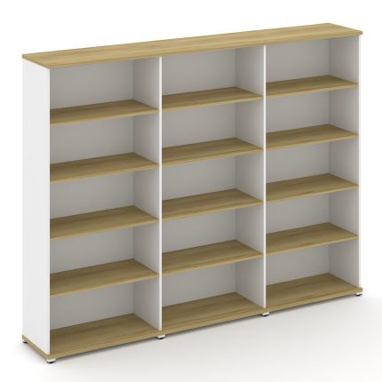 Concept Стеллаж 3 широкие секции, 5 ниш CN.STS-530 Дуб Винченцо/Белый Бриллиант/Металл Белый 2500*42