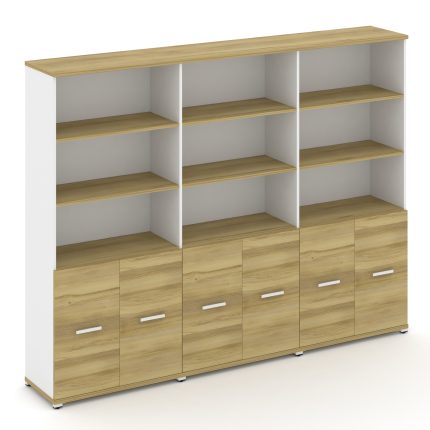 Concept Шкаф 3 широкие секции, 5 ниш CN.STS-531 W Дуб Винченцо/Белый Бриллиант/Металл Белый 2500*420