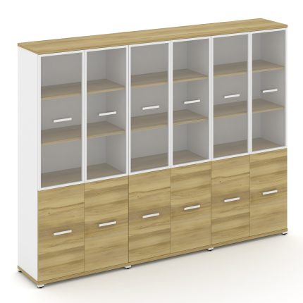 Concept Шкаф 3 широкие секции, 5 ниш CN.STS-532 RPW W Дуб Винченцо/Белый Бриллиант/Металл Белый/Проз