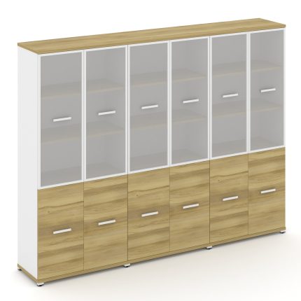 Concept Шкаф 3 широкие секции, 5 ниш CN.STS-532 RMW W Дуб Винченцо/Белый Бриллиант/Металл Белый/Сати