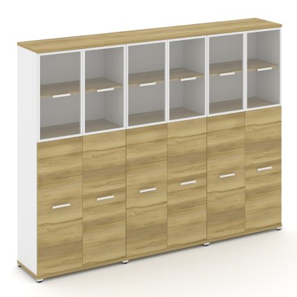 Concept Шкаф 3 широкие секции, 5 ниш CN.STS-535 RPW W Дуб Винченцо/Белый Бриллиант/Металл Белый/Проз