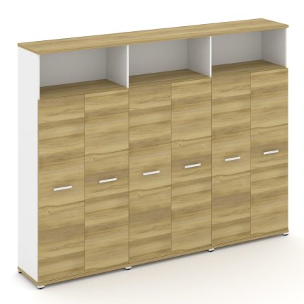 Concept Шкаф 3 широкие секции, 5 ниш CN.STS-536 W Дуб Винченцо/Белый Бриллиант/Металл Белый 2500*420