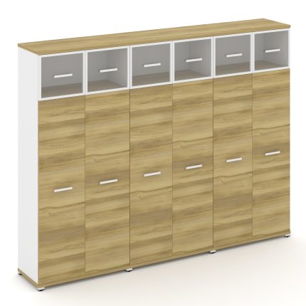 Concept Шкаф 3 широкие секции, 5 ниш CN.STS-537 RPW W Дуб Винченцо/Белый Бриллиант/Металл Белый/Проз