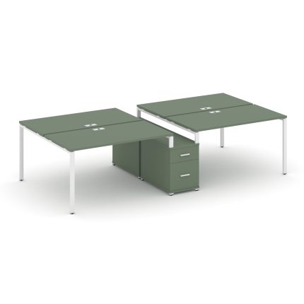 Concept Рабочая станция 4 места с двухсторонней опорной тумбой CN.DRS-315 W Кобо/Металл Белый 2872*1