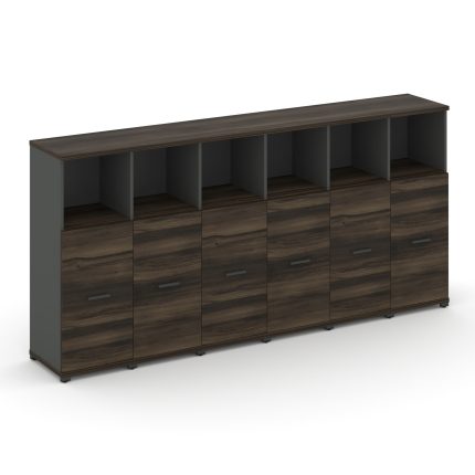 Concept Шкаф 6 узких секций, 3 ниши CN.STU-363 A Дуб Мали/Антрацит/Металл Антрацит 2500*420*1186