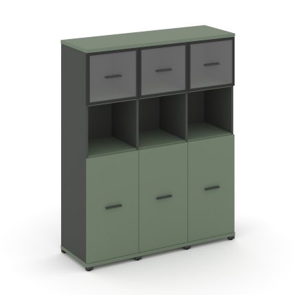 Concept Шкаф 3 узкие секции, 4 ниши CN.STU-435 RPB A Кобо/Антрацит/Металл Антрацит/Прозрачный 1252*4