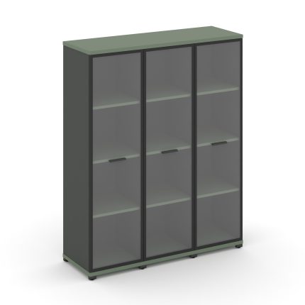 Concept Шкаф 3 узкие секции, 4 ниши CN.STU-436 RPB A Кобо/Антрацит/Металл Антрацит/Прозрачный 1252*4