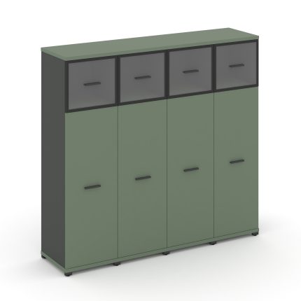 Concept Шкаф 4 узкие секции, 4 ниши CN.STU-444 RPB A Кобо/Антрацит/Металл Антрацит/Прозрачный 1668*4