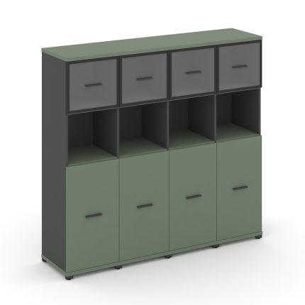 Concept Шкаф 4 узкие секции, 4 ниши CN.STU-445 RPB A Кобо/Антрацит/Металл Антрацит/Прозрачный 1668*4