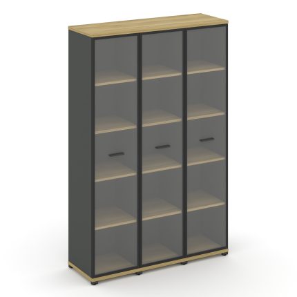 Concept Шкаф 3 узкие секции, 5 ниш CN.STU-538 RPB A Дуб Винченцо/Антрацит/Металл Антрацит/Прозрачный