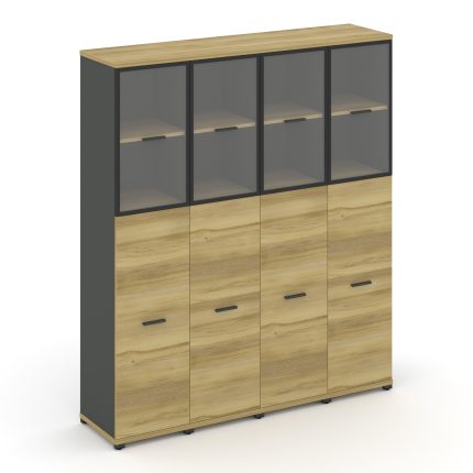 Concept Шкаф 4 узкие секции, 5 ниш CN.STU-545 RPB A Дуб Винченцо/Антрацит/Металл Антрацит/Прозрачный