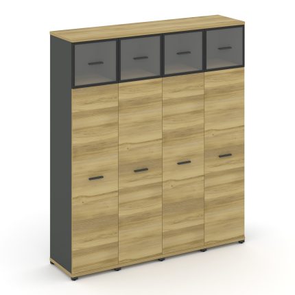 Concept Шкаф 4 узкие секции, 5 ниш CN.STU-547 RPB A Дуб Винченцо/Антрацит/Металл Антрацит/Прозрачный