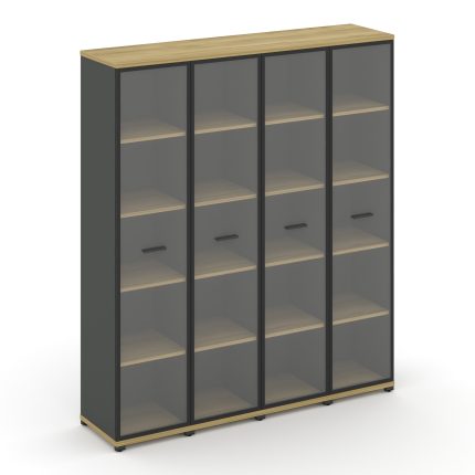 Concept Шкаф 4 узкие секции, 5 ниш CN.STU-548 RPB A Дуб Винченцо/Антрацит/Металл Антрацит/Прозрачный