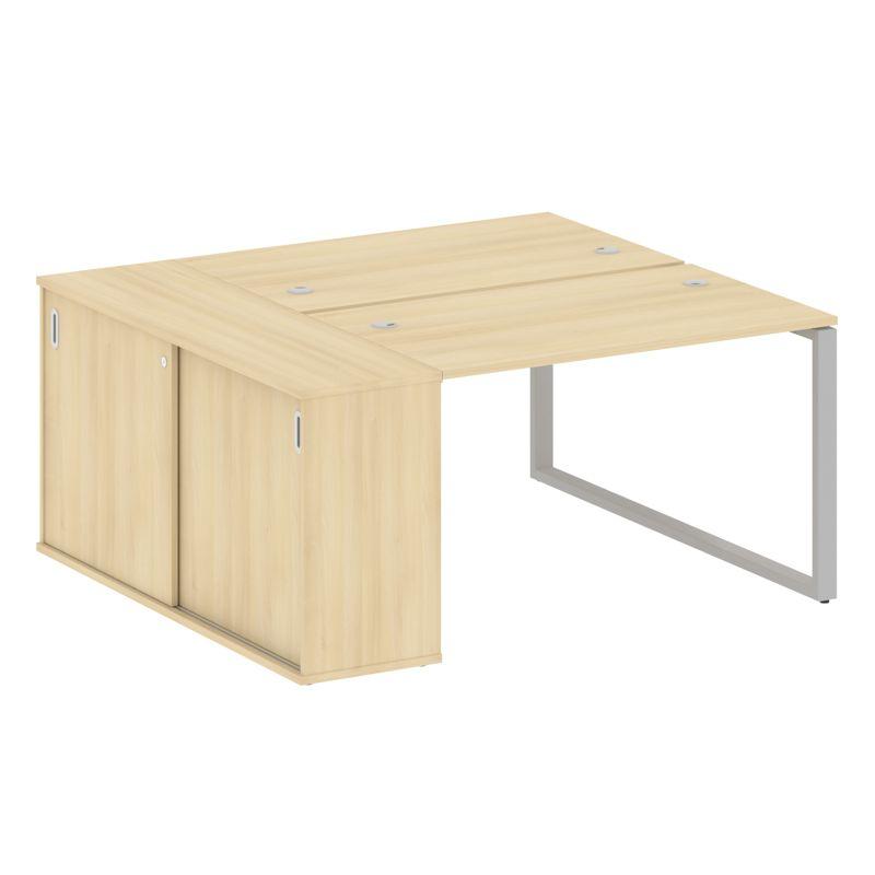 Metal System Рабочая станция с шкафом-купе на О-образном м/к БО.РС-СШК-1.2 Т Акация Лорка/Металл Сер