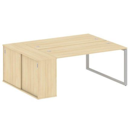 Metal System Рабочая станция с шкафом-купе на О-образном м/к БО.РС-СШК-1.4 Т Акация Лорка/Металл Сер