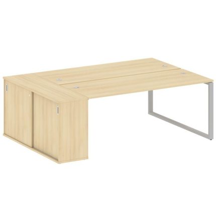 Metal System Рабочая станция с шкафом-купе на О-образном м/к БО.РС-СШК-1.5 Т Акация Лорка/Металл Сер