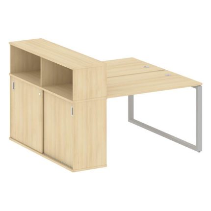 Metal System Рабочая станция с шкафом-купе на О-образном м/к БО.РС-СШК-2.2 Т Акация Лорка/Металл Сер