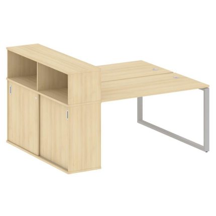 Metal System Рабочая станция с шкафом-купе на О-образном м/к БО.РС-СШК-2.3 Т Акация Лорка/Металл Сер