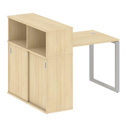 Metal System Стол письменный с шкафом-купе на О-образном м/к БО.РС-СШК-3.1 Т Акация Лорка/Металл Сер
