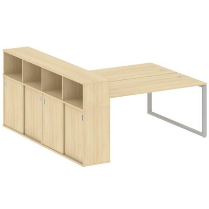 Metal System Рабочая станция с шкафом-купе на О-образном м/к БО.РС-СШК-4.5 Т Акация Лорка/Металл Сер