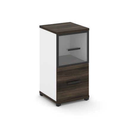 Concept Шкаф 1 узкая секция, 2 ниши CN.STU-212 RPB B Дуб Мали/Белый Бриллиант/Металл Черный/Прозрачн