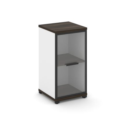 Concept Шкаф 1 узкая секция, 2 ниши CN.STU-213 RPB B Дуб Мали/Белый Бриллиант/Металл Черный/Прозрачн