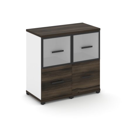 Concept Шкаф 2 узкие секции, 2 ниши CN.STU-222 RMB B Дуб Мали/Белый Бриллиант/Металл Черный/Сатин 83