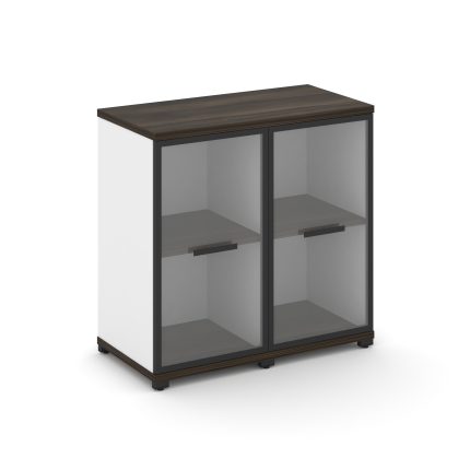 Concept Шкаф 2 узкие секции, 2 ниши CN.STU-223 RPB B Дуб Мали/Белый Бриллиант/Металл Черный/Прозрачн