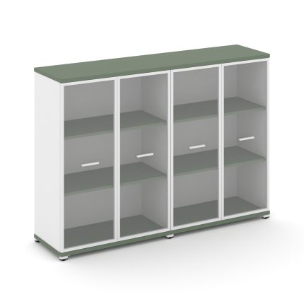 Concept Шкаф 2 широкие секции, 3 ниши CN.STS-326 RPW W Кобо/Белый Бриллиант/Металл Белый/Прозрачный