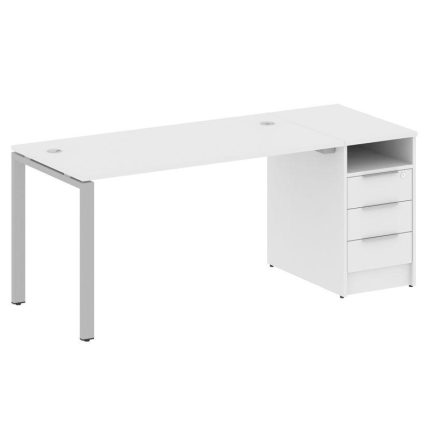 Metal System Рабочая станция с тумбой на П-образном м/к БП.РС-СТП-1.3 Белый/Металл Серый 1812*720*75