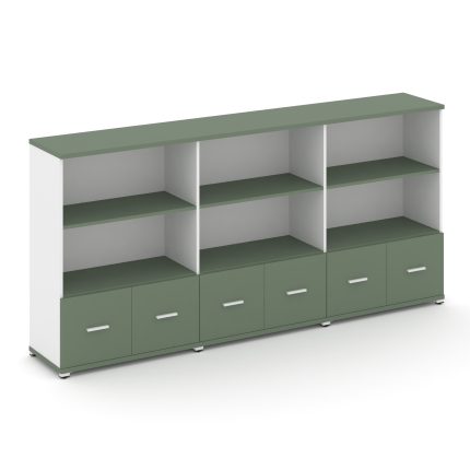 Concept Шкаф 3 широкие секции, 3 ниши CN.STS-331 W Кобо/Белый Бриллиант/Металл Белый 2500*420*1186