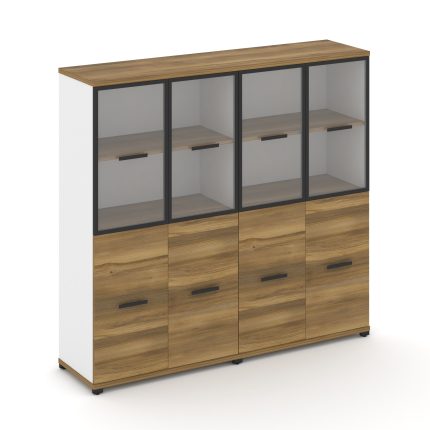 Concept Шкаф 2 широкие секции, 4 ниши CN.STS-422 RPB B Сандал Янтарный/Белый Бриллиант/Металл Черный