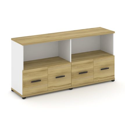 Concept Шкаф 2 широкие секции, 2 нишии CN.STS-221 B Дуб Винченцо/Белый Бриллиант/Металл Черный 1668*