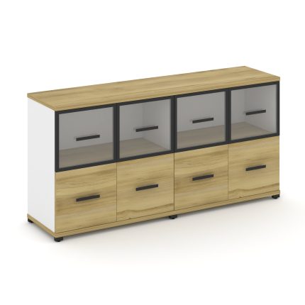 Concept Шкаф 2 широкие секции, 2 нишии CN.STS-222 RPB B Дуб Винченцо/Белый Бриллиант/Металл Черный/П