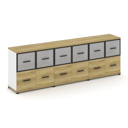 Concept Шкаф 3 широкие секции, 2 ниши CN.STS-232 RMB B Дуб Винченцо/Белый Бриллиант/Металл Черный/Са